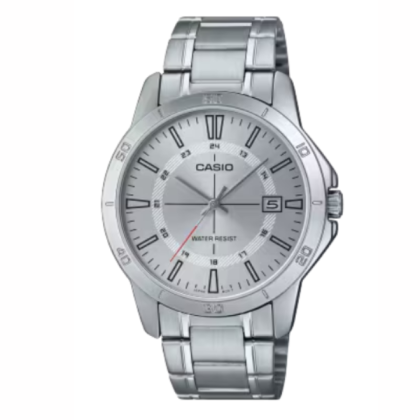 Casio General MTP-V004D-7CU Silver Stainless Steel Strap with White Dial Analog Men Watch
